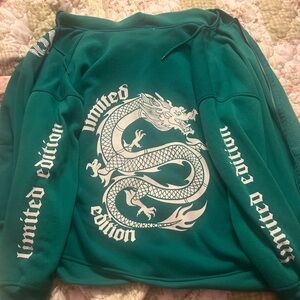 Teal Dragon Print Sweater